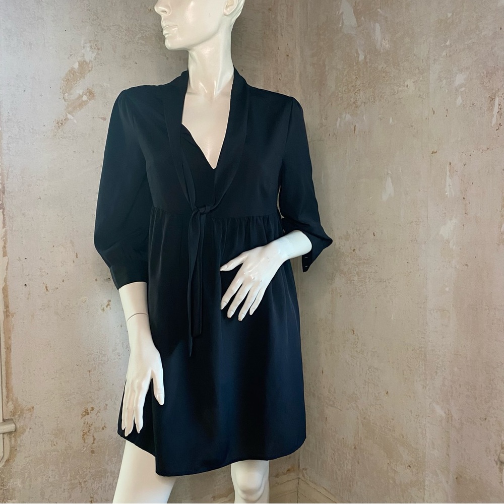 Black Mini Dress with Secretary Bow Scarf
